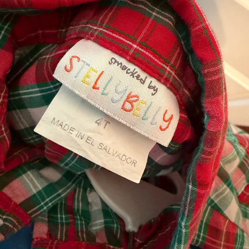 StellyBelly - Kids Plaid Button-Down Shirt - Red and Green — 040926
